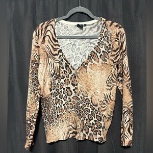 Matilda USA Women’s Cheetah Button Up Cardigan Size Medium